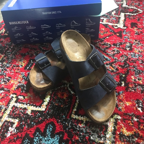 Birkenstock Shoes - Birkenstock | Navy Blue Suede Arizona Sandles